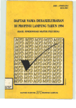 Daftar Nama Desa Kelurahan Di Propinsi Lampung 1994