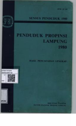 Population Of Lampung Province 1980 Complete Enumeration Results