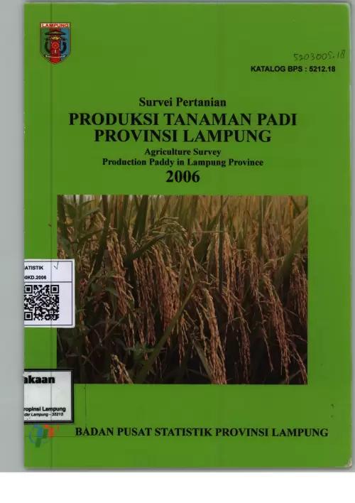 Rice Crop Production in Lampung Province 2006