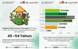 Pengelola Usaha Pertanian Perorangan (UTP) tahun 2023 didominasi pada kelompok Umur 45 -54 Tahun