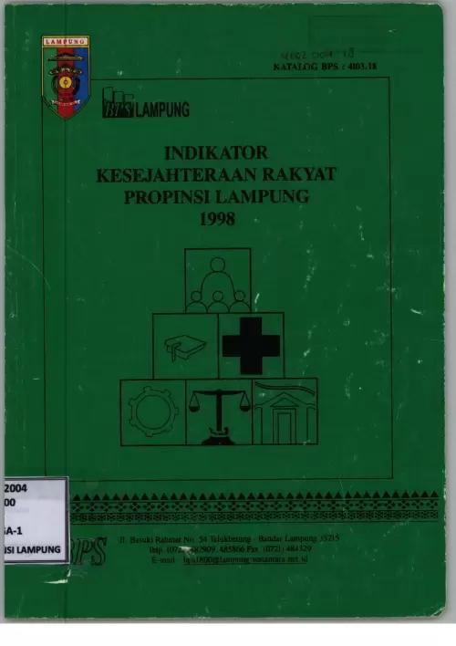 Indikator Kesejahteraan Rakyat Provinsi Lampung 1998