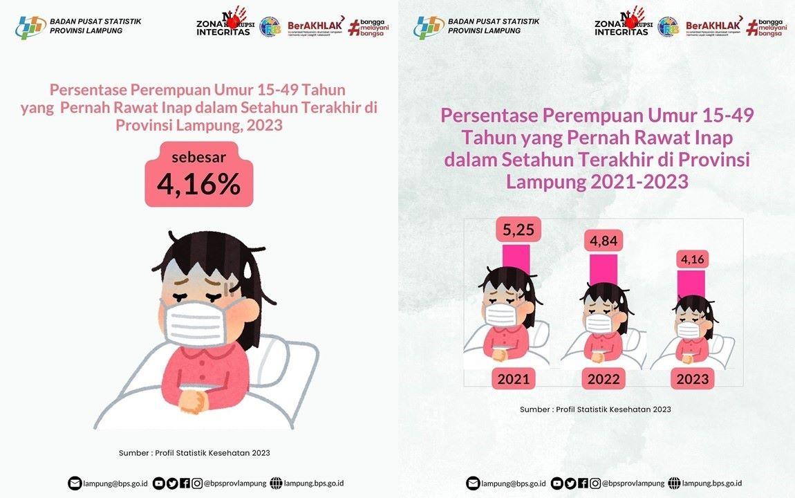 Tahun 2023, 4,16% Perempuan Umur 15-49 Tahun Pernah Rawat Inap dalam Setahun Terakhir