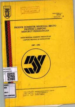 Gross Regional Domestic Products Of Lampung Province By Expenditure 1987-1992